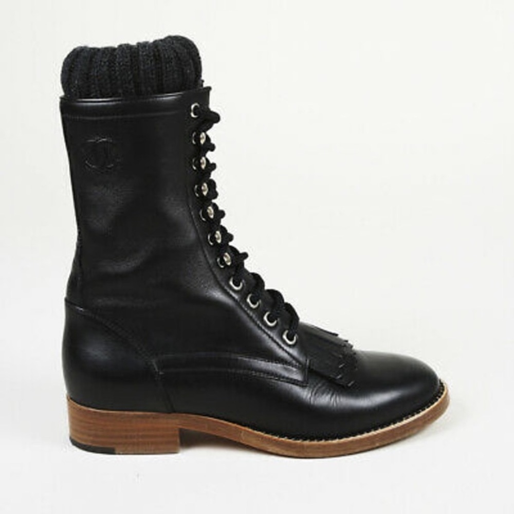 Chanel Sock Combat Boots